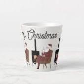 Merry Christmas Cozy Santa Fireplace Latte Coffee Latte Mok (Voorkant)