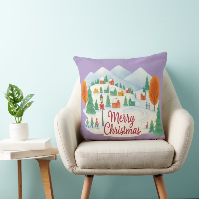 Merry Christmas Cozy Winter Holiday Throw Pillow Kussen (Stoel)