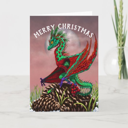 Merry Christmas Cranberry Dragon wenskaart Feestdagen Kaart (Voorkant)
