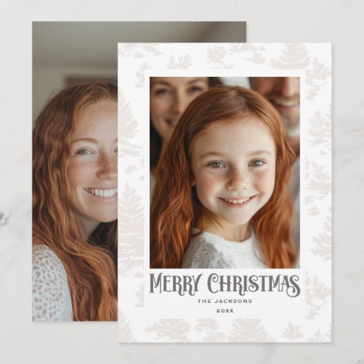 Merry Christmas Cream Toile Holiday Design Feestdagenkaart (Voorkant / Achterkant)