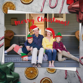 Merry Christmas Crew met Beweegbare Petten Foto Feestdagenkaart