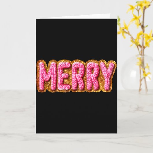 Merry Christmas Crochet Xmas Pajamas Cozy Holiday  Kaart (Gele Bloem)