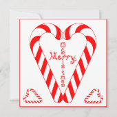 Merry Christmas Cross In Heart Candy Cane 2 Hearts Kaart (Voorkant)