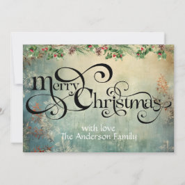 Merry Christmas Curls Swirl typo greens Feestdagenkaart