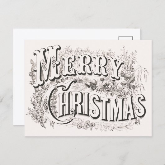 Merry Christmas,  Currier & Ives (reprod) Briefkaart (Voorkant / Achterkant)