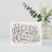 Merry Christmas,  Currier & Ives (reprod) Briefkaart (Staand voorkant)