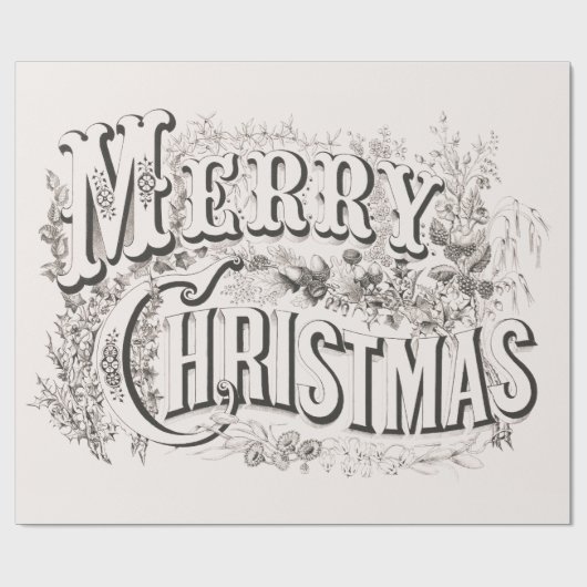 Merry Christmas,  Currier & Ives (reprod) Cadeaupapier (Vlak)