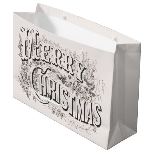 Merry Christmas, Currier & Ives (reprod) Groot Cadeauzakje (Voorkant Gekanteld)