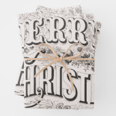 Merry Christmas, Currier & Ives (reprod) Inpakpapier Vel (In situ)