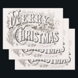 Merry Christmas,  Currier & Ives (reprod) Inpakpapier Vel<br><div class="desc">illustratie Merry Christmas tekstontwerp oorspronkelijk uitgegeven door Currier & Ives in 1876. De tekst Merry Christmas is omgeven door hulst, eikels, bloemen, klimop en andere traditionele vakantie gebladerte. Currier and Ives was een succesvolle Amerikaanse drukkerij onder leiding van Nathaniel Currier (1813-1888) en James Merritt Ives (1824-1895) gevestigd in New York...</div>
