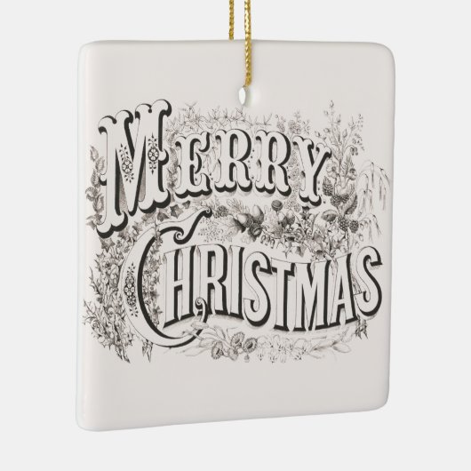 Merry Christmas,  Currier & Ives (reprod) Keramisch Ornament (Rechts)