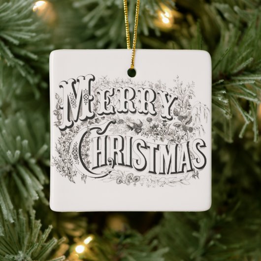 Merry Christmas, Currier & Ives (reprod) Keramisch Ornament (Boom)