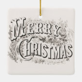 Merry Christmas, Currier & Ives (reprod) Keramisch Ornament (Achterkant)