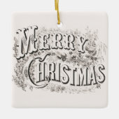Merry Christmas, Currier & Ives (reprod) Keramisch Ornament (Voorkant)