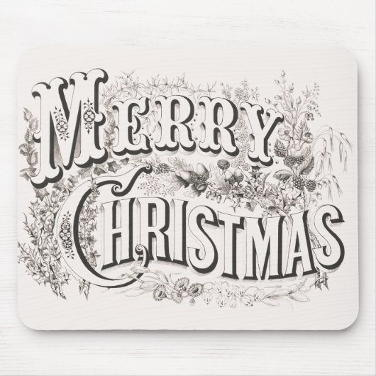 Merry Christmas,  Currier & Ives (reprod) Muismat (Voorkant)