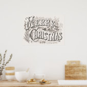 Merry Christmas,  Currier & Ives (reprod) Poster (Keuken)