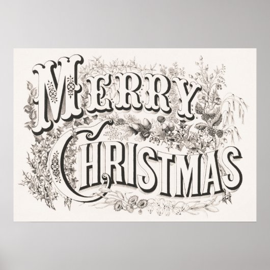 Merry Christmas,  Currier & Ives (reprod) Poster (Voorkant)