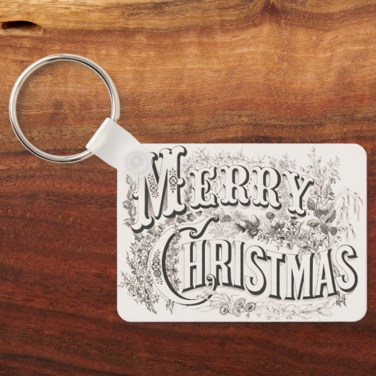 Merry Christmas,  Currier & Ives (reprod) Sleutelhanger (Achterkant)