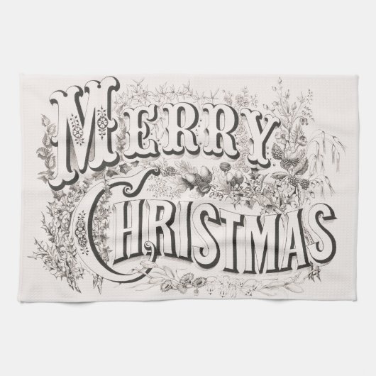 Merry Christmas, Currier & Ives (reprod) Theedoek (Horizontaal)