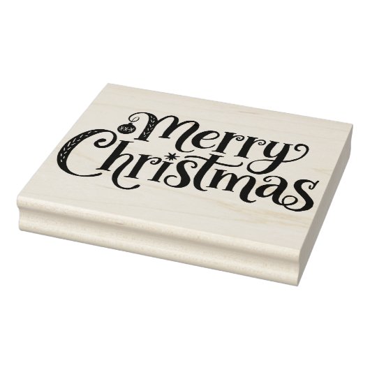 Merry Christmas Cursive Typography  Rubberstempel (Stempel)