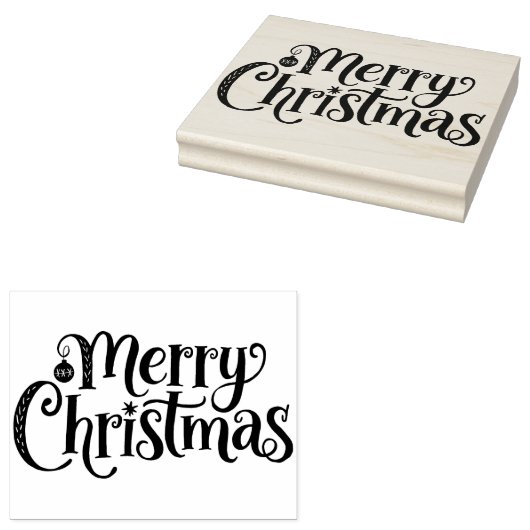 Merry Christmas Cursive Typography  Rubberstempel (Gestempeld)