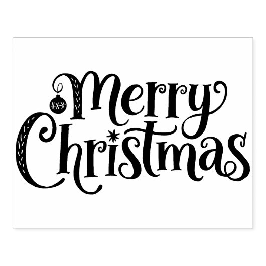 Merry Christmas Cursive Typography  Rubberstempel (Afrduk)