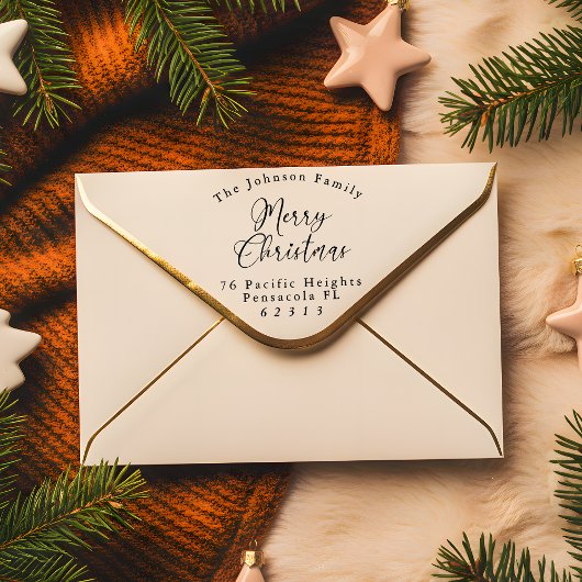 MERRY CHRISTMAS Curved Text Naam en adres van de f Rubberstempel