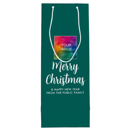 Merry Christmas Custom Afbeelding Foto Logo Tekst Wijn Cadeautas (Achterkant)