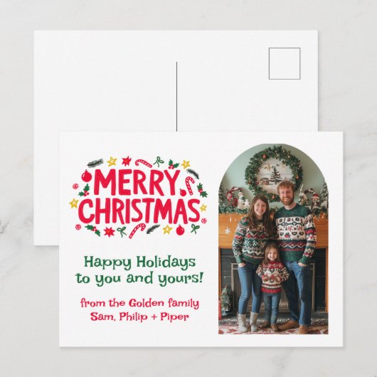 MERRY CHRISTMAS CUSTOM Arch FOTO Xmas Feestdagenkaart (Voorkant / Achterkant)