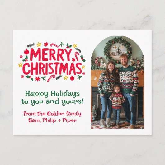 MERRY CHRISTMAS CUSTOM Arch FOTO Xmas Feestdagenkaart (Voorkant)