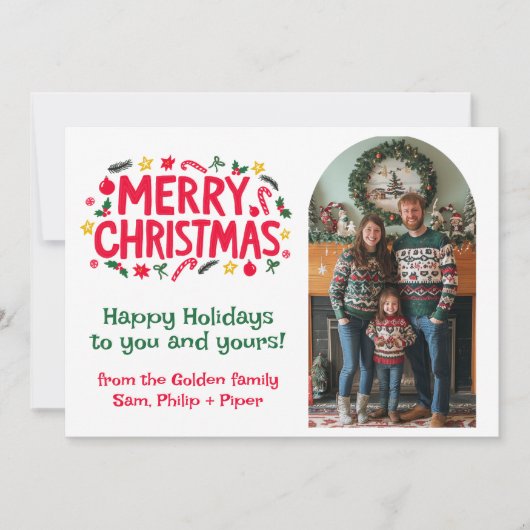 MERRY CHRISTMAS CUSTOM Arch FOTO Xmas Modern Feestdagenkaart (Voorkant)
