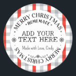 Merry Christmas Custom Buffalo Plaid Zelfgemaakt Ronde Sticker<br><div class="desc">Vrolijke kerst zelfgemaakte ronde sticker met zwarte buffel plaid,  sneeuwvlokken en mogelijkheden om uw eigen tekst ( naam of bedrijfsnaam) en korte boodschap naar de onderkant toe te voegen. Kan voor uw kleine onderneming,  gebeurtenissen,  non-profit enz. voor promotiemarketing,  klant worden gebruikt dank u giften,  enz. Veel plezier ermee!</div>