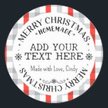 Merry Christmas Custom Buffalo Plaid Zelfgemaakt Ronde Sticker<br><div class="desc">Vrolijke kerst zelfgemaakte ronde sticker met zwarte buffel plaid,  sneeuwvlokken en mogelijkheden om uw eigen tekst ( naam of bedrijfsnaam) en korte boodschap naar de onderkant toe te voegen. Kan voor uw kleine onderneming,  gebeurtenissen,  non-profit enz. voor promotiemarketing,  klant worden gebruikt dank u giften,  enz. Veel plezier ermee!</div>