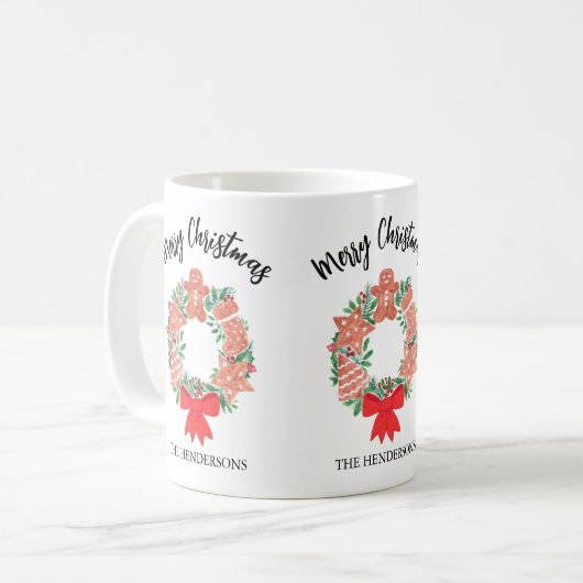 Merry Christmas Custom Cookies Krans Koffiemok (Voorkant links)