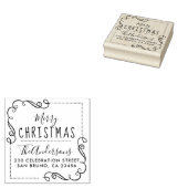 Merry Christmas Custom Familienaam Retouradres Rubberstempel (Gestempeld)