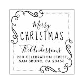 Merry Christmas Custom Familienaam Retouradres Rubberstempel (Afrduk)