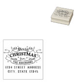 Merry Christmas Custom Familienaam Retouradres Rubberstempel (Gestempeld)