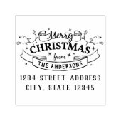 Merry Christmas Custom Familienaam Retouradres Zelfinktende Stempel (Design)