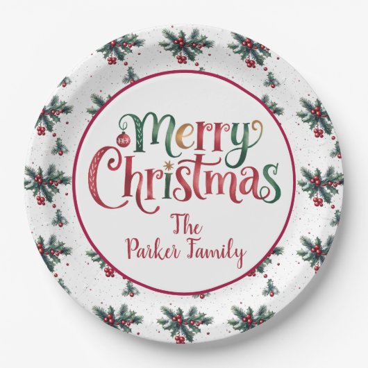 Merry Christmas – Custom Family Greeting Papieren Bordje (Voorkant)