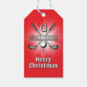 Merry Christmas Custom Golf Monogram Ontwerp Cadeaulabel (Voorkant)