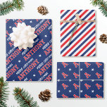 Merry Christmas Custom Name Monogram Marine Rood Inpakpapier Vel<br><div class="desc">Verhoog uw cadeaupresentatie dit vakantieseizoen met een reeks prachtig afgestemde design! Met drie unieke patronen in bijpassende kleuren, die individueel of als set kunnen worden gebruikt. Het eerste blad is gepersonaliseerd met de naam van de ontvanger in klassieke blokstijl letters. De zin 'Vrolijk kerstfeest' kan ook worden aangepast of gewijzigd...</div>