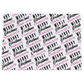 Merry Christmas Custom Name Pink Trendy Groot Cadeauzakje (Voorkant)