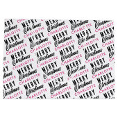 Merry Christmas Custom Name Pink Trendy Groot Cadeauzakje (Achterkant)