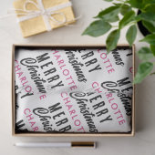 Merry Christmas Custom Name Pink Trendy Tissuepapier (Geschenk)