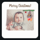 Merry Christmas Custom Photo Sticker<br><div class="desc">Vrolijk kerstfeest,  voeg uw aangepaste foto in het delicate lijst voor de foto met schattige Santa baby bat. Eenvoudig te wijzigen,  voeg je eigen tekst toe.</div>