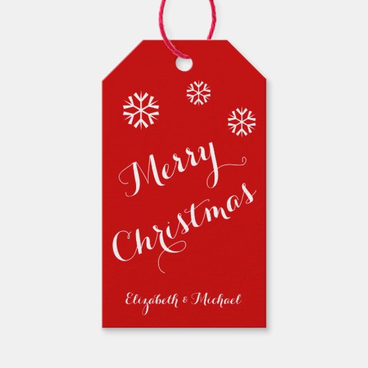 Merry Christmas Custom Vakantie Rood Groen Cadeau  Cadeaulabel (Voorkant)
