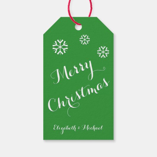 Merry Christmas Custom Vakantie Rood Groen Cadeau  Cadeaulabel (Achterkant)