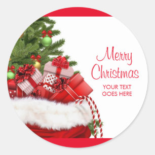 Merry Christmas Custom Voeg Jouw tekst Gifts Elega Ronde Sticker
