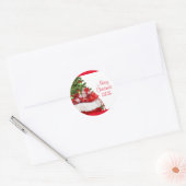 Merry Christmas Custom Voeg Jouw tekst Gifts Elega Ronde Sticker (Envelop)