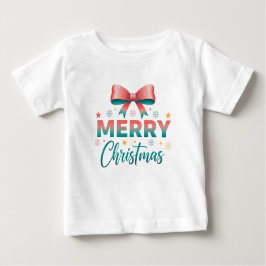 Merry Christmas Cute Baby Festive Bow T-Shirt